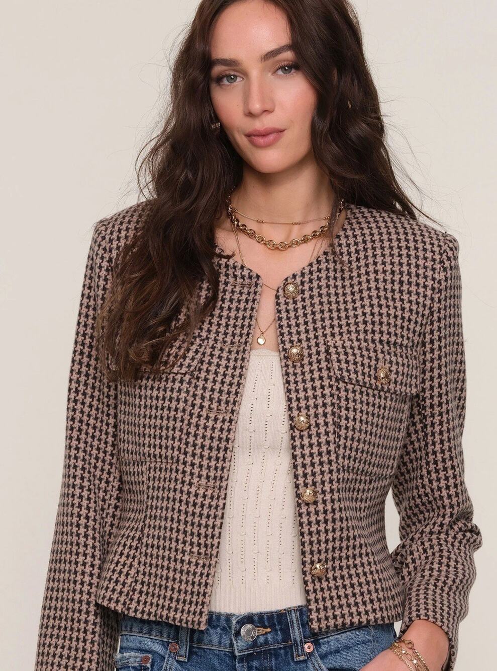 HEARTLOOM Houndstooth Berri Blazer Size Small -3047